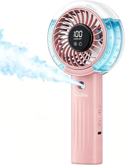 HandFan Upgraded Misting Fan with LED Display – Extreme Cooling Portable Handheld Fan with Water Mist Spray, 50% Stronger Airflow & Quieter, USB Rechargeable for Travel/Park/Disney/Beach/Concert/Game