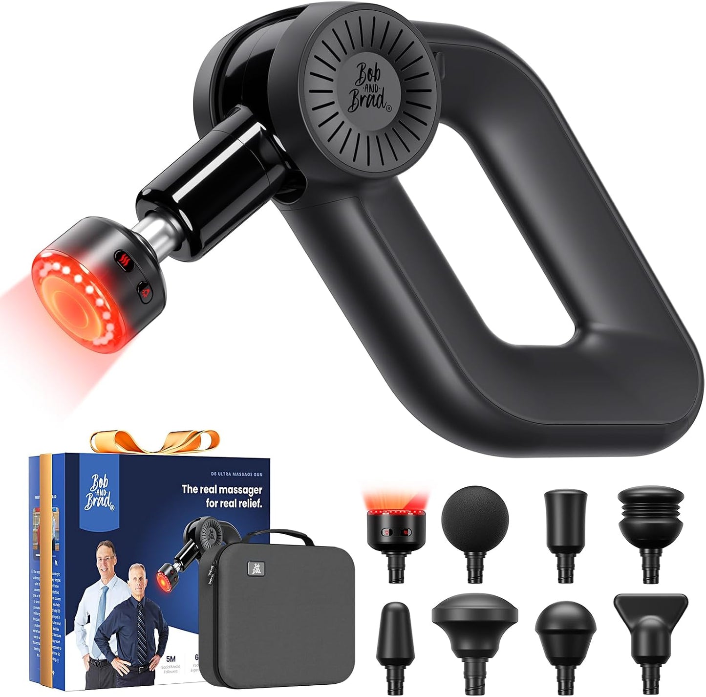 BOB AND BRAD D6 Pro Plus Massage Gun with Heat, Deep Tissue Percussion with 16mm Amplitude, Professional Muscle Massager Gun for Athletes, Quiet Electric Handheld Massager