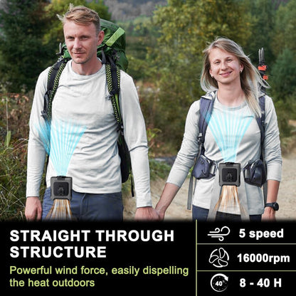 AINFTIME 2025 Portable Waist Clip Body Fan 10000mAh Personal Wearable 8-40H Powerful Outdoor (10000mAH / Green)