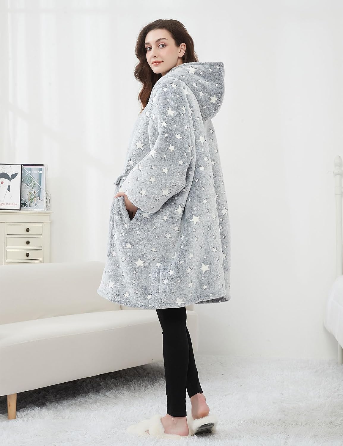 KFUBUO Wearable Blanket Hoodie for Adults Sherpa All Patterns Cat Oversized Sweatshirt Blanket with Pockets for Women