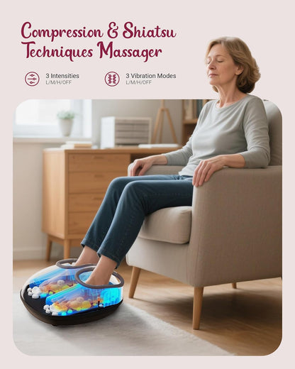 Shiatsu Foot Massager with Heat [2026 Upgraded], Gifts for Him Her, FSA Eligible Deep Kneading Compression, Remote Control, HSA Feet Massage for Plantar Fasciitis, Fits Size 14