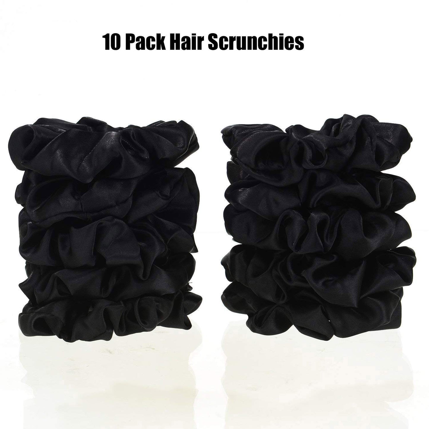 10 Pieces Satin Scrunchies Hair Elastic Bands Solid Hair Ties for Sleep Small Elastic Bobbles Women and Girls Headdress Accessories Decorations(Black)