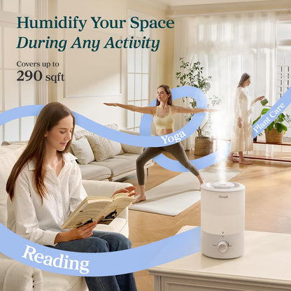 LEVOIT Humidifiers for Bedroom, Quiet, 3L Cool Mist, Essential Oil Diffuser | Top Fill/25Watt - Home/Large Room - 360° Nozzle - Rapid Ultrasonic Humidification for Baby Nursery/Plant