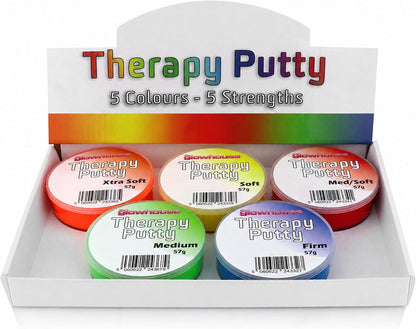 Therapy Putty Set of 5 – Extra Soft to Firm Resistance Putty for Hand Exercise, Stress Relief & Occupational Therapy – Strengthen Grip, Improve Mobility – Non-Toxic, No Odor, Durable Therapy Putty Kit
