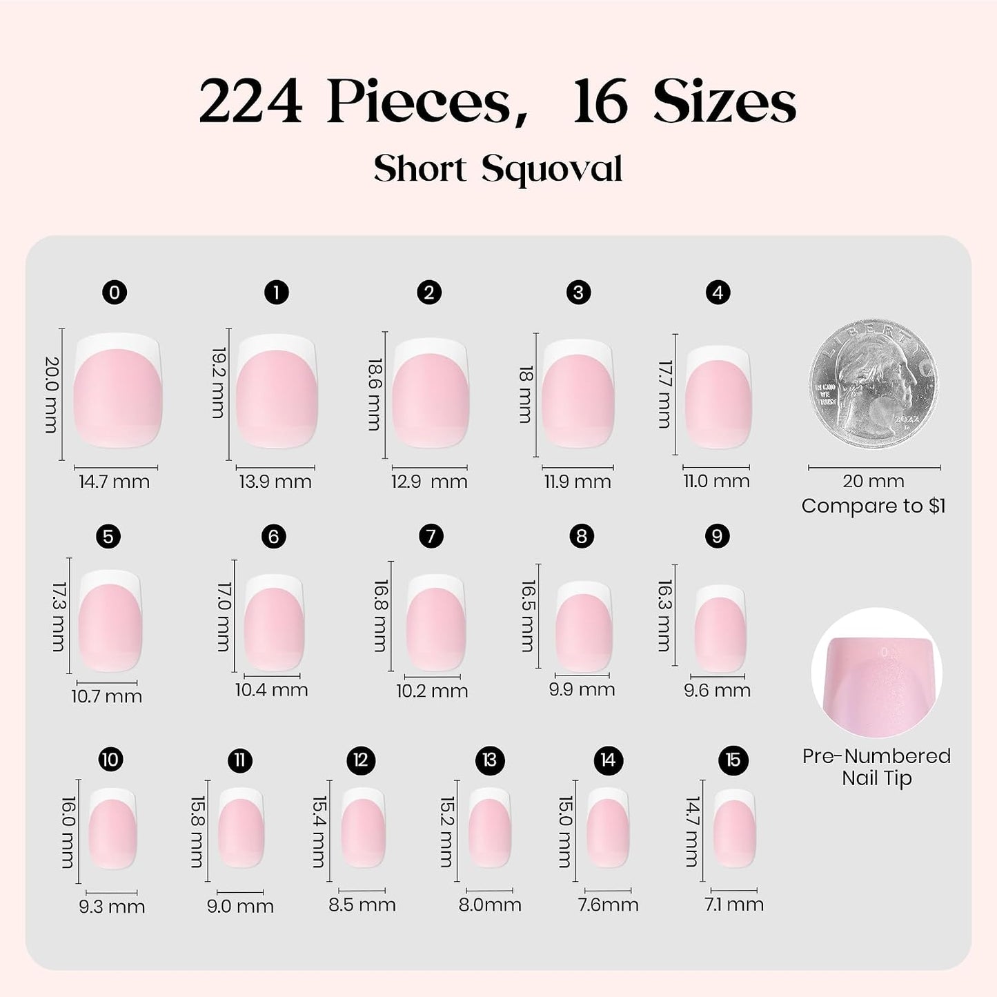 Beetles Press On Nail Kit-Short Square French Tip Press On Nails, 150Pcs Pink French Nail Tips with Nail Glue & Remover Builder Top Coat Nail Lamp, All-in-One DIY Fake Nails Gift for Women