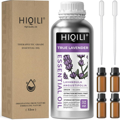 HIQILI Lavender Essential Oil for Diffuser, Aromatherapy & Air Freshening | Relaxing Aroma for Sleep, Ideal for Massage, DIY Candle Soap, Laundry & Home Cleaning Freshener - 30mL / 1.01 fl oz