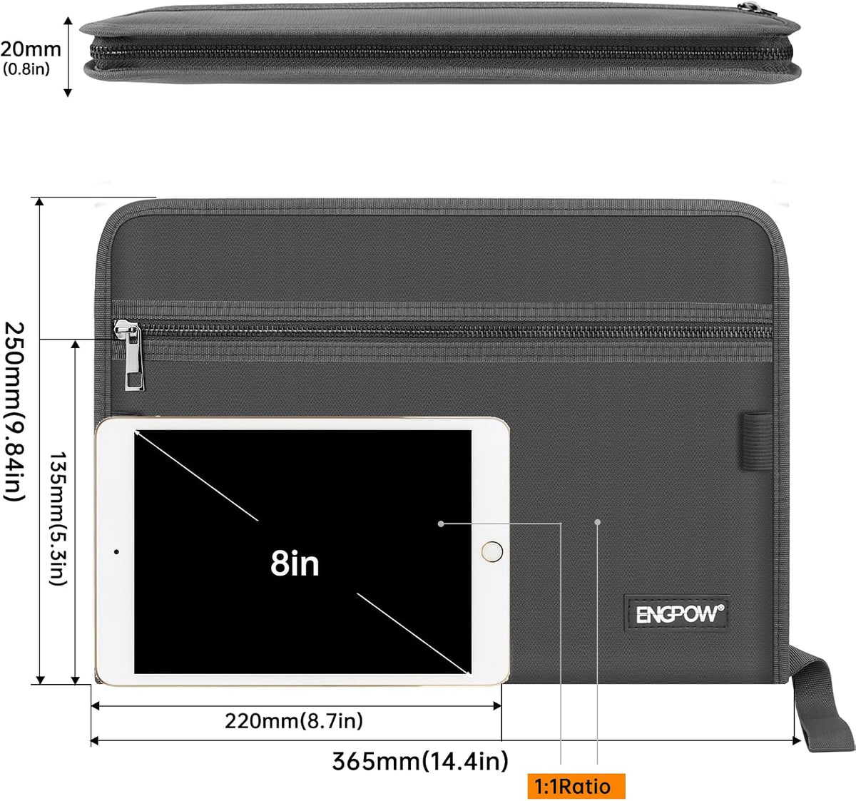 ENGPOW Expanding File Folder,Fireproof 13 Pockets Document Organizer Bag