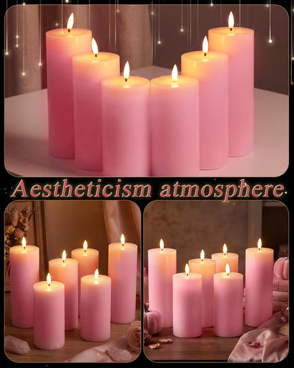 VIHOSE 12 Pack White Flameless Candles Set with Remote and Timer Flickering Flameless Battery Candles Flat Top LED Pillar for Wedding Outdoor Home Festival Decoration(D 3'' H 4'' 5'' 6'')