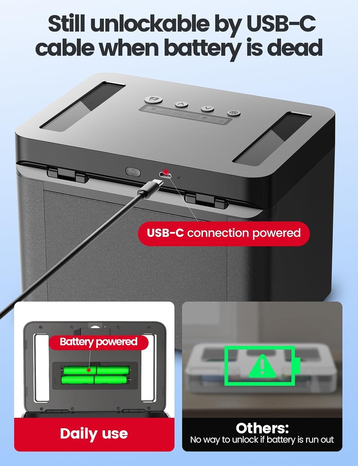 Vaydeer Metal Time Lock Box, Phone Lock Box with Timer for Focus & Wellness