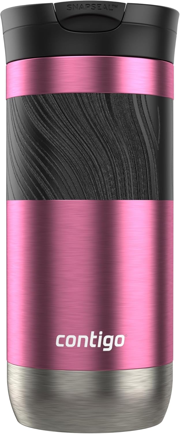 Contigo SNAPSEAL Insulated Stainless Steel Travel Mug with Grip 20oz. Blue Corn Transparent Satin & Midnight Berry