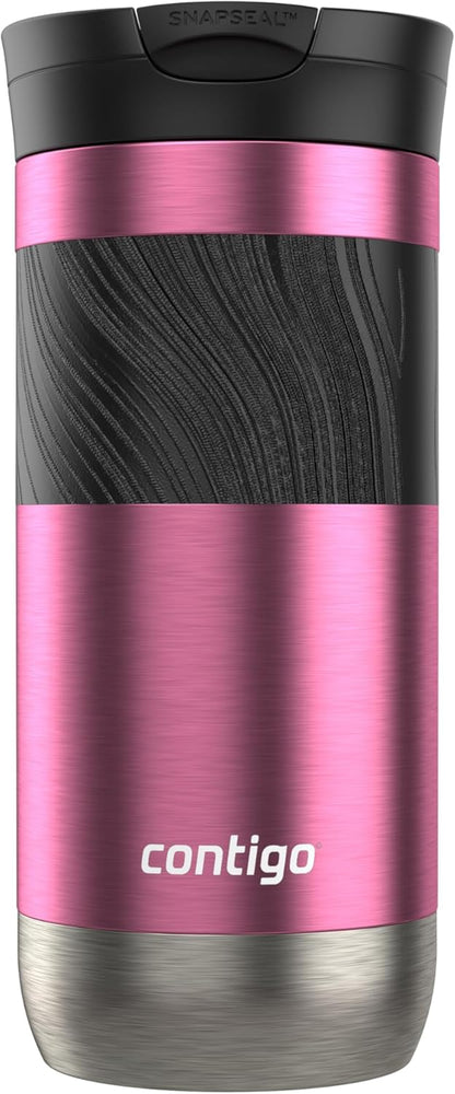 Contigo SNAPSEAL Insulated Stainless Steel Travel Mug with Grip 20oz. Blue Corn Transparent Satin & Midnight Berry