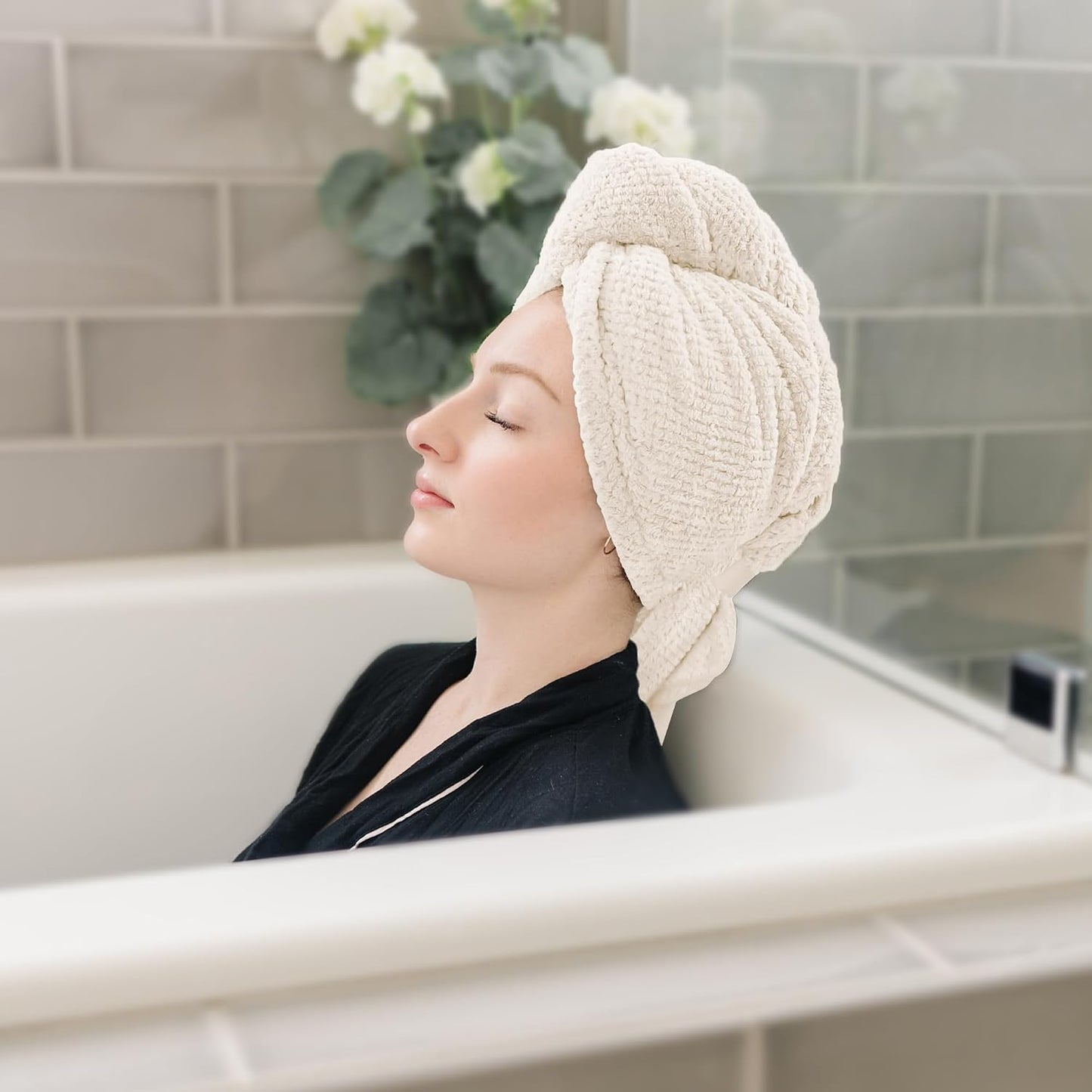 ROLSHOL 2 Packs Large Microfiber Hair Towels for Women, Super Absorbent & Quick Dry Hair Towel Wrap for Curly Hair Long & Short Hair- Anti-Frizz Hair Turbans for Wet Hair - 27.5''*39.4''