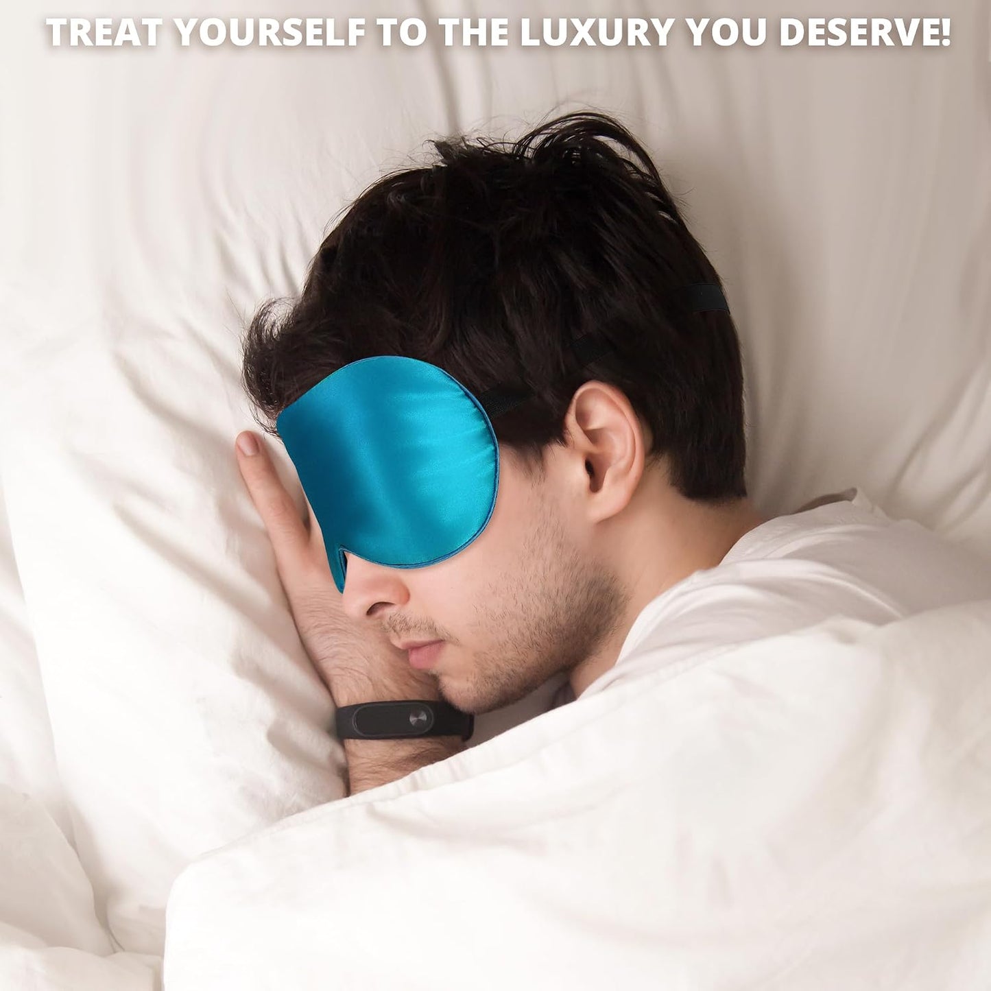 Sleep Mask, Silk Eye Mask for Sleeping with Adjustable Strap, Satin Blackout Sleeping Eye Mask for Men&Women, Comfortable Blindfold Eyeshade for Night Sleep(Black)