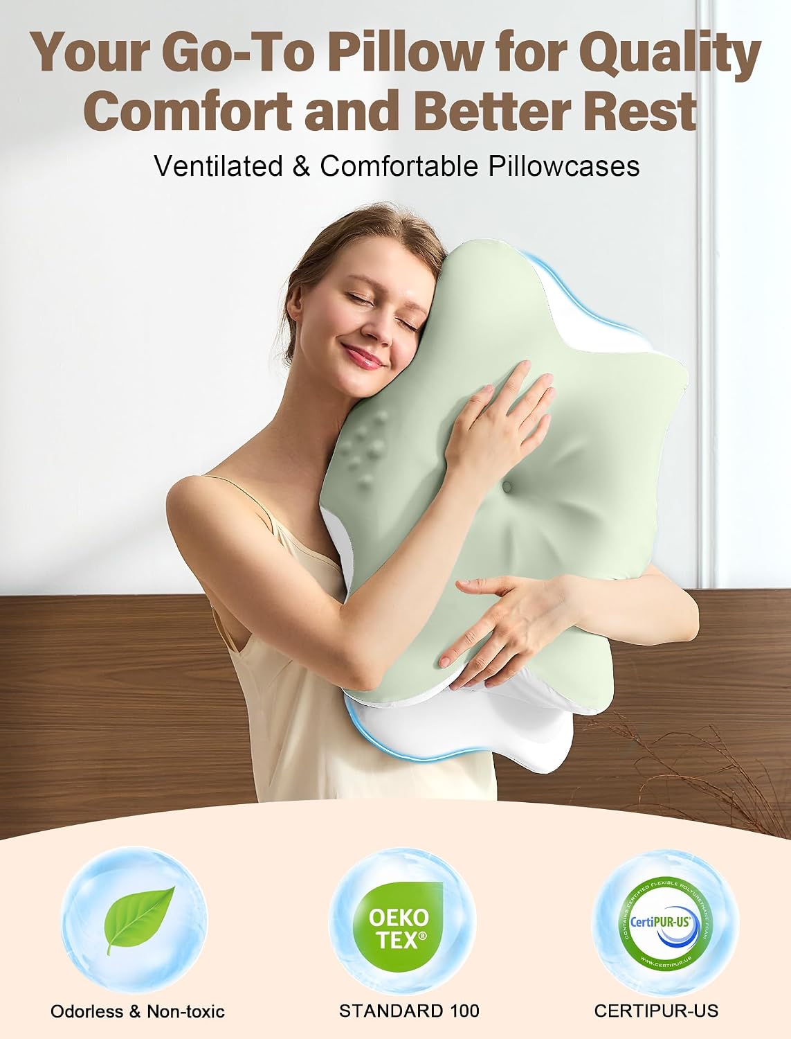 Cervical Neck Pillow for Pain Relief – Ergonomic Memory Foam Pillow for Side Sleeper Contour Orthopedic Bed Pillow for Neck Support with Cooling Cover – Ideal Christmas Birthday Gift for Women Men