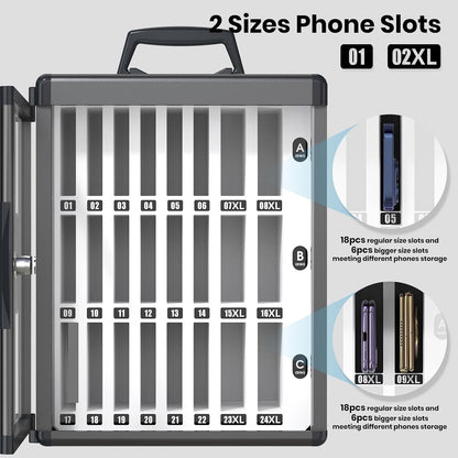 36 Slots Cell Phone Locker for Classroom, Portable Mobile Phone Storage Box with 【2 Different Size Slots】, Phone Lock Box Wall Mounted (Black)