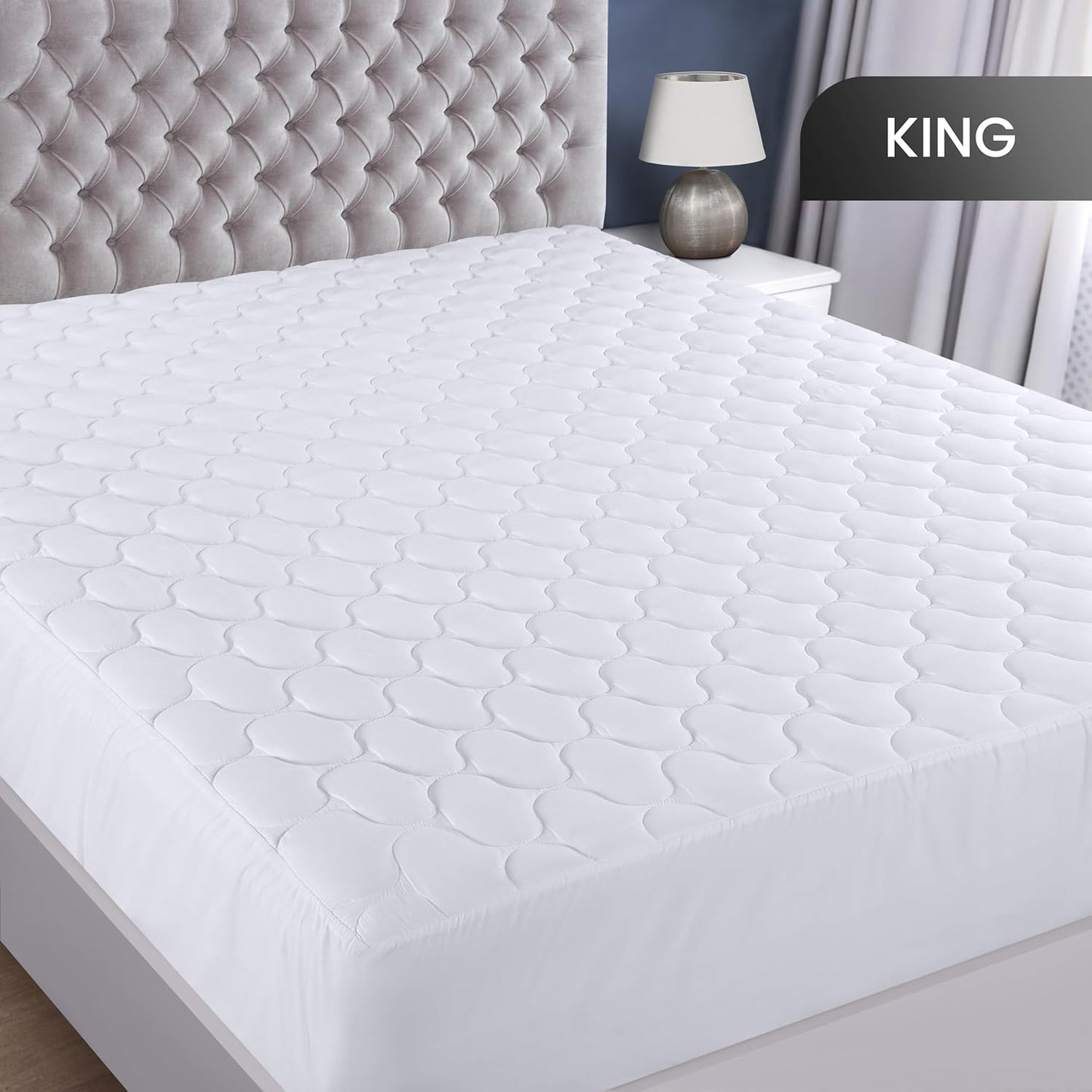 Utopia Bedding Waterproof Mattress Protector, Queen Mattress Pad, Noiseless Quilted Fitted Cover with Deep Pocket Stretches up to 16 Inches (White)