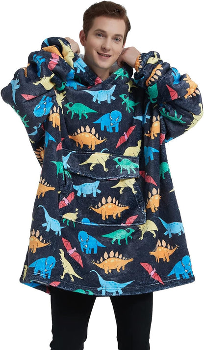 Mewkou Wearable Blanket Hoodie for Adult,Oversized Sherpa Fleece Blanket Hoodie for Women Men,Grey