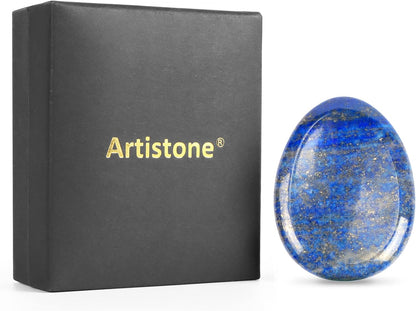 Artistone Moss Agate Crystal Chakra Thumb Worry Stone Teardrop Reiki Healing Stone Pocket Palm Stones for Anxiety Stress Relief Meditation Therapy Geometry Home Decor