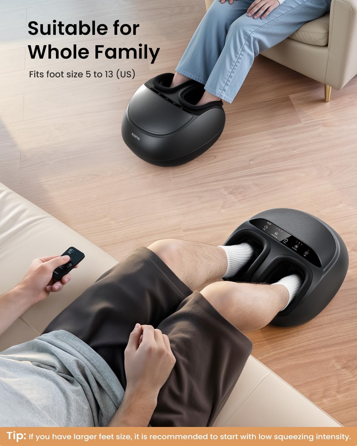 RENPHO Foot Massager Machine with Heat, Shiatsu Foot Massager for Plantar Fasciitis, Kneading & Compression, Birthday Day Gifts for Women Wife Men, Cordless Control, FSA Store HSA Eligible, Size 13