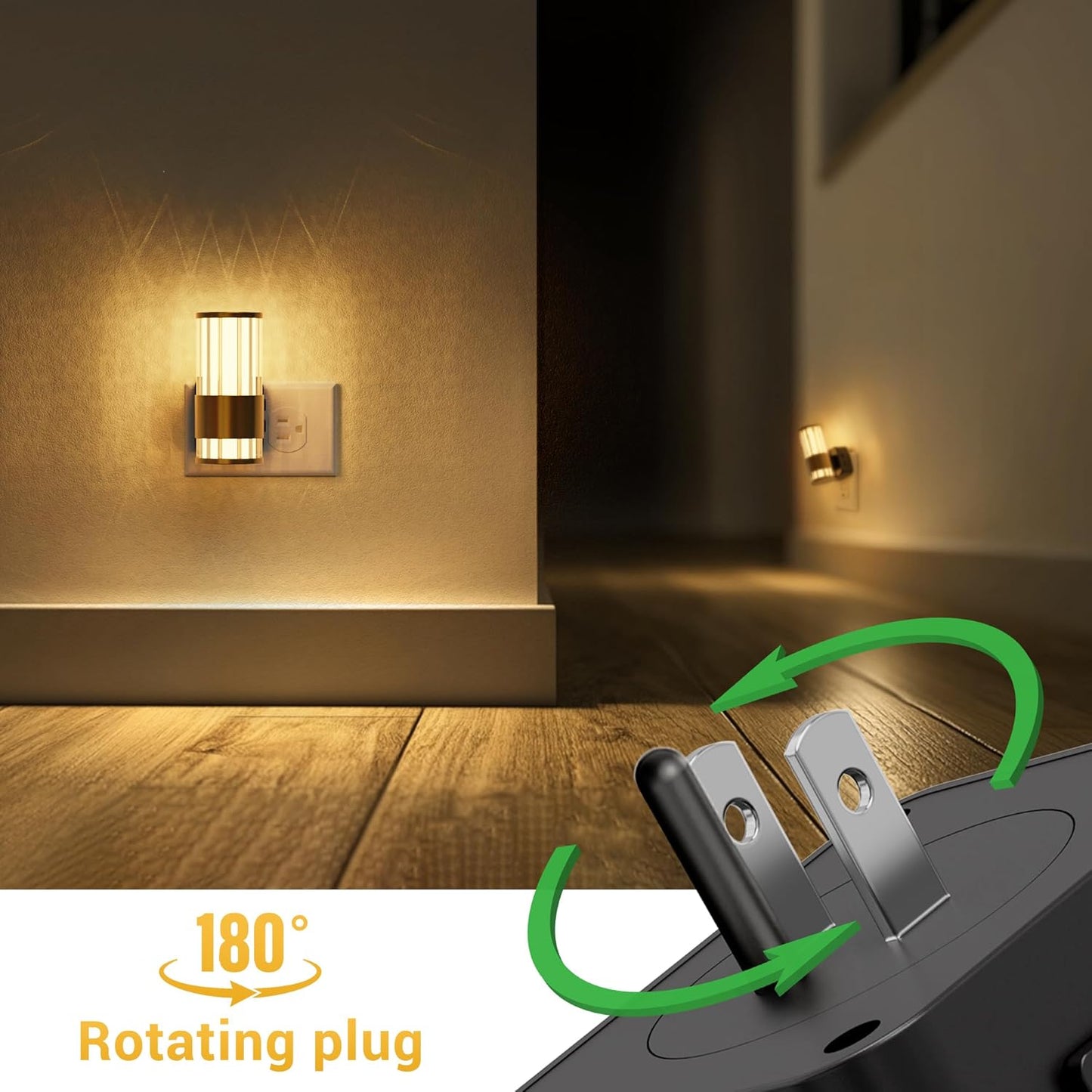L LOHAS LED Night Light, Dimmable Night Lights Plug into Wall, Automatic Night Lights Plug in with Auto Light Sensor,Adjustable Brightness Amber LED Night Light, for Bedroom Hallway Home Decor