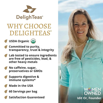 DelighTeas Organic Digest & Detox CCF Tea | Ayurvedic Cumin, Coriander, Fennel Loose Leaf Tea for Digestion, Detox Cleanse | USDA Organic, Non-GMO, Caffeine Free, Sugar Free | 60 Servings, 5 oz.