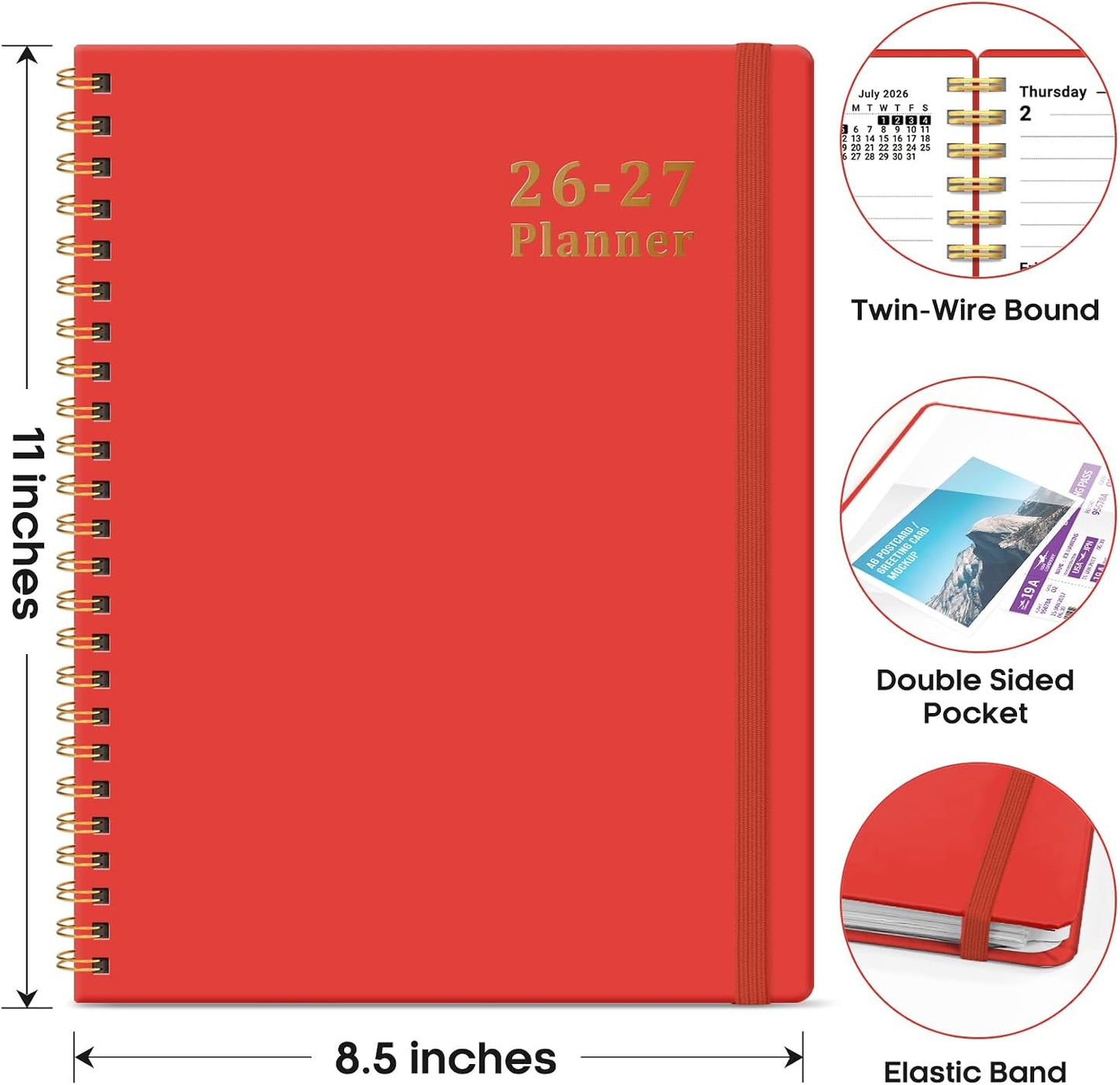 Planner 2026-2027, 8.5" x 11" Weekly and Monthly Academic Year Planner Calendar, July 2026 - June 2027, Hardcover Large School Planning Agenda With Tabs, Perfect for School & Office Supplies, A4, Green
