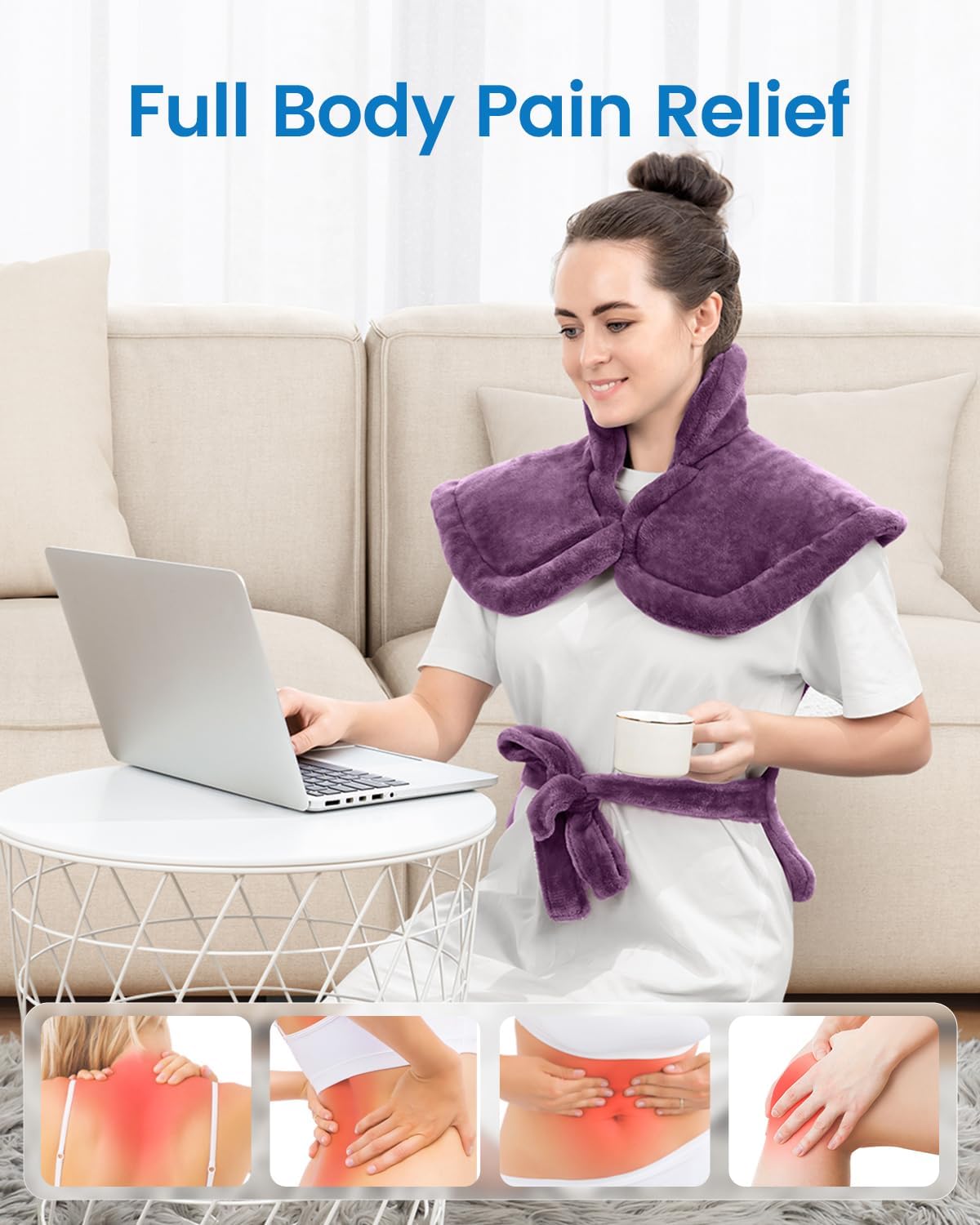 RENPHO Fathers Day Dad Gifts, Electric Heating Pad - 6 Heat Levels for Neck Shoulder and Back, Birthday Gifts for Women Men, Weighted Pad for Snug Fit, ETL Certified, FSA Eligible, 24"x33" Gray