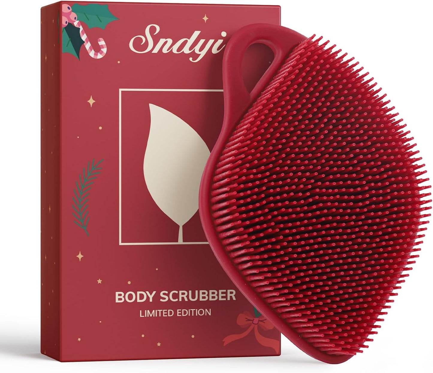 Sndyi Silicone Body Scrubber, Gentle Exfoliating Body Scrubber for Sensitive Skin, Leaf Shaped Shower Scrubber for Body with Lathering Bristles, Silicone Loofah Body Brush for Showering, Oatmeal