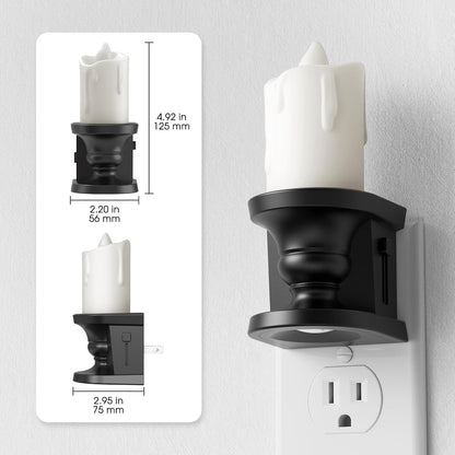 Briignite Flameless Candle Night Light, 2 Pack, Night Lights Plug into Wall, Candle Nightlight with Light Sensor, 0-100LM Dimmable LED Night Light Plug in, 1800K Amber Nightlight for Hallway Bathroom