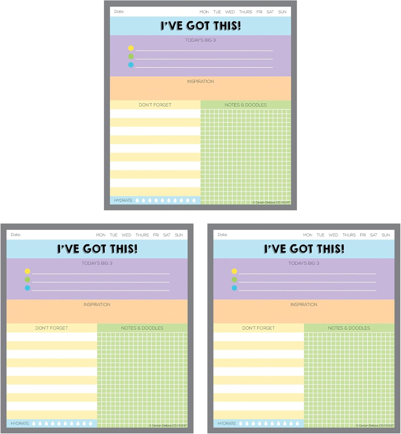 Carson Dellosa Aim High To Do List Notepad―5.75" x 6.25" Paper Stationery, Daily Checklist, Goals, Reminders, Notes, Motivational Organizer (50 sheets)