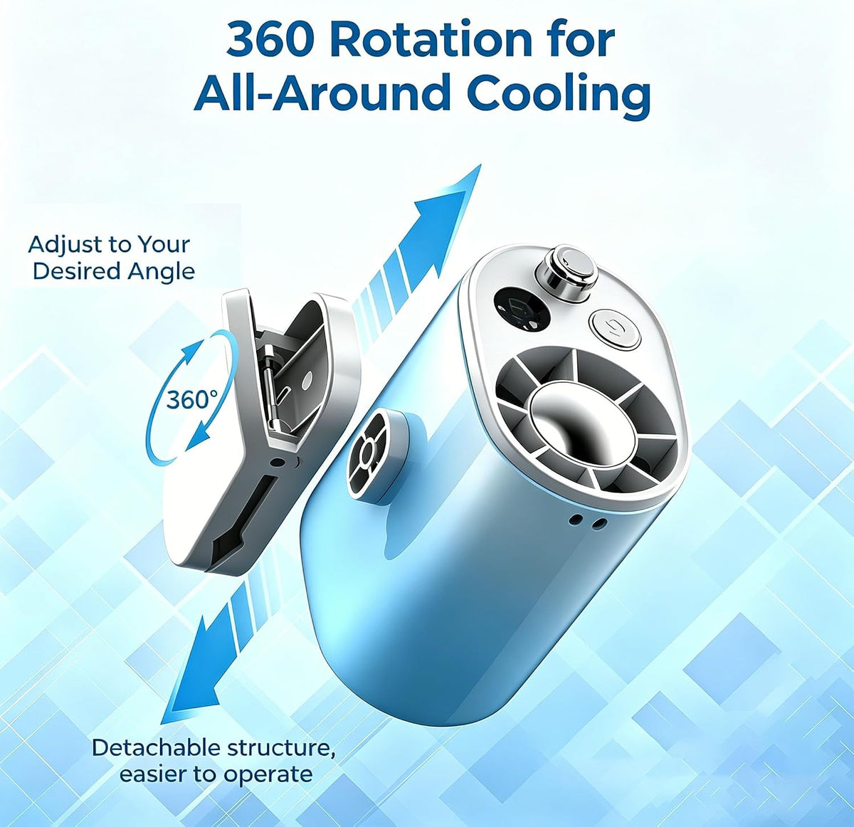 Portable Waist Fan, Clip on Neck Fan 5200mAh Rechargeable Hands-Free