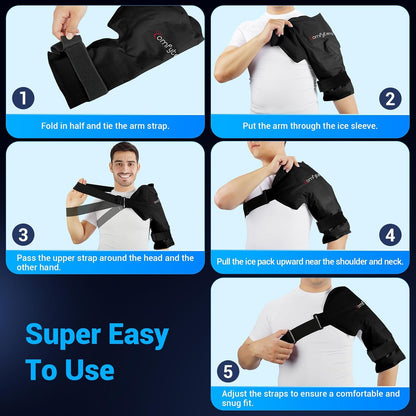Comfytemp Shoulder Ice Pack Rotator Cuff Cold Therapy Wrap, FSA Eligible HSA, Gel Packs for Injuries Reusable Hot Cold Compress Shoulder Brace for Pain Relief, Men Women Recovery Item (Large/X-Large)
