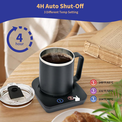 VOBAGA Mug Warmer& Coffee Mug Warmer for Office Desk Use, Candle Warmer with Three Temperature Settings, Coffee Warmer Plate for Cocoa Tea Water Milk with Auto Shut Off After 4 Hours, for Ideal Gifts