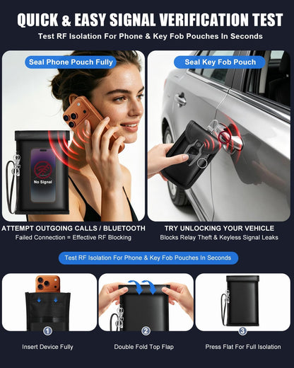 Faraday Bags for Phone and Car Key Fob, Signal Blocking Pouch, Anti-Theft Keyless Entry Theft Protection