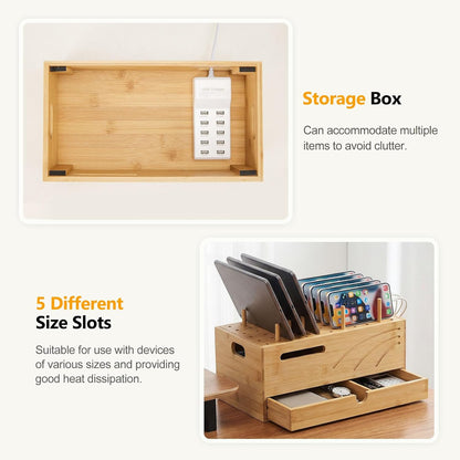 Homde Office Charging Station Organizer: 2 Layer Charger Holder (Natural)