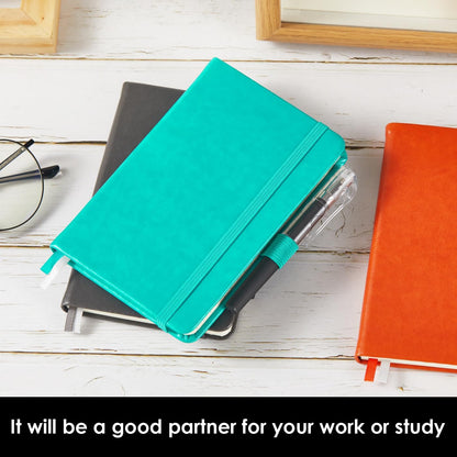 NIRMIRO (3 Pack) Pocket Notebook Small Journal with Pen, 3.7" x 5.7", A6 Mini Notebook for Women Men Work Writing, Hardcover Small Pocket Notepad with 100Gsm Premium Thick Lined Paper, Black Leather