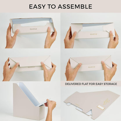 Beautiful Magazine Holder Set of 3 - Sturdy File Holder for Desk or Shelves