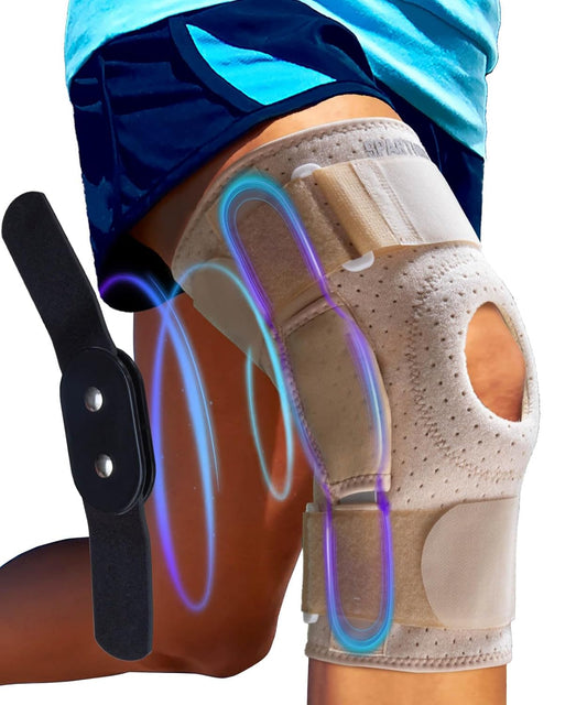 Sparthos Hinged Knee Brace - Relieves ACL, MCL, Meniscus Tear, Arthritis, Tendon Pain - Dual Metal Side Stabilizers - Support for Running, For Men and Women Check Size Chart (Large, 15½-20″ Thigh)