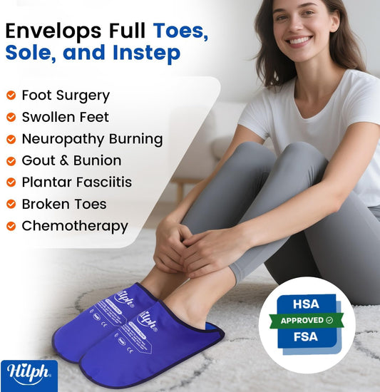 Hilph Foot Ice Pack Slippers, 1 Pair Ice Pack for Feet & Toes Pain Relief