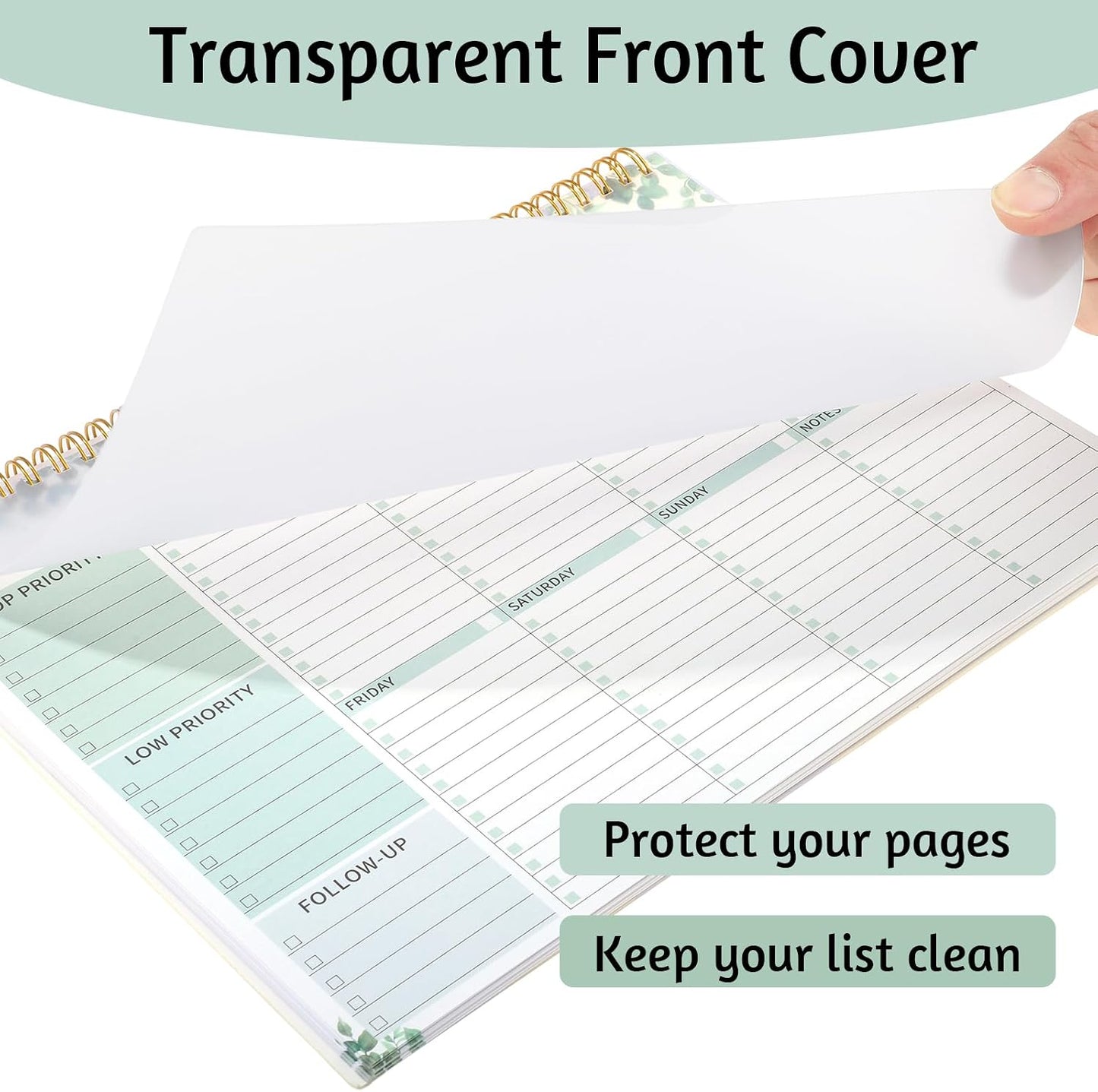 Thboxes Weekly To Do List Notepad, 8.5"x11" Desk Planner 52 Sheets, Green | 100GSM Paper Undated Habit Planner, Productivity Organizer Notepad, for Home School Office Work, Travel, College Essentials