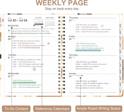 Planner 2026-2027, Weekly and Monthly Calendar Planner, JUL 2026 - JUN 2027 | Academic Year, Daily Agenda Book, A5(6.3'' x 8.5''), Sprial Bound, Inner Pocket, Office School Use