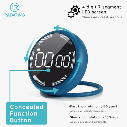 Amber Quick Que Kitchen Timers, Visual timers Large LED Display Magnetic Countdown Countup Timer for Classroom Cooking Fitness Baking Studying Teaching, Easy for Kids and Seniors (Amber)