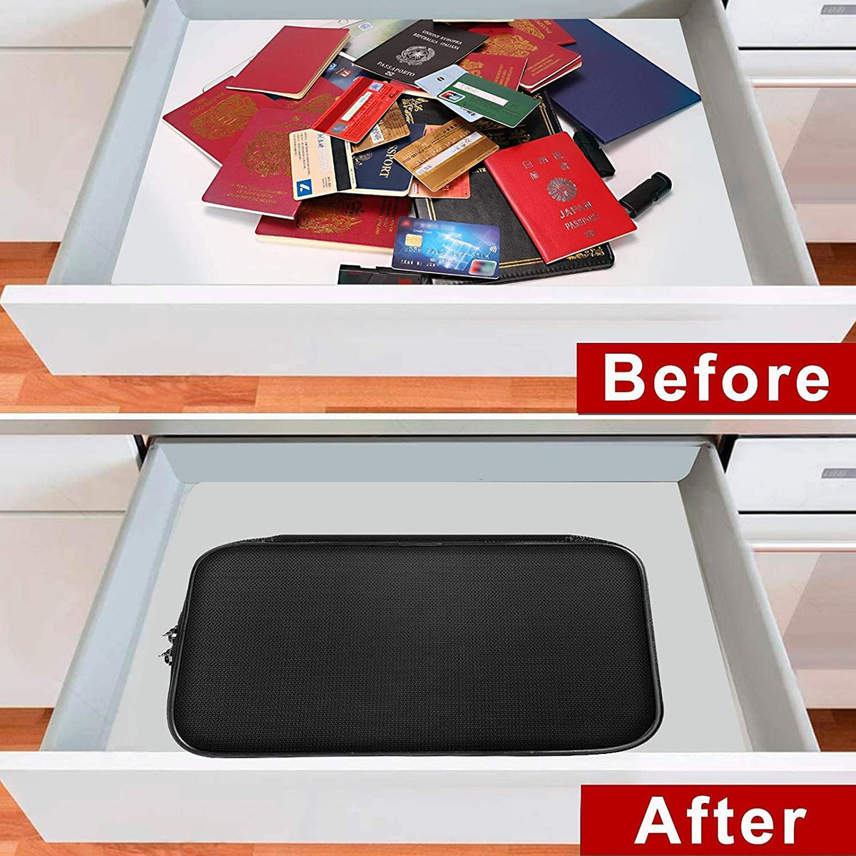 ENGPOW Small Fireproof Storage Organizer Case with Lock, 9”x 5.3”x 3.7”