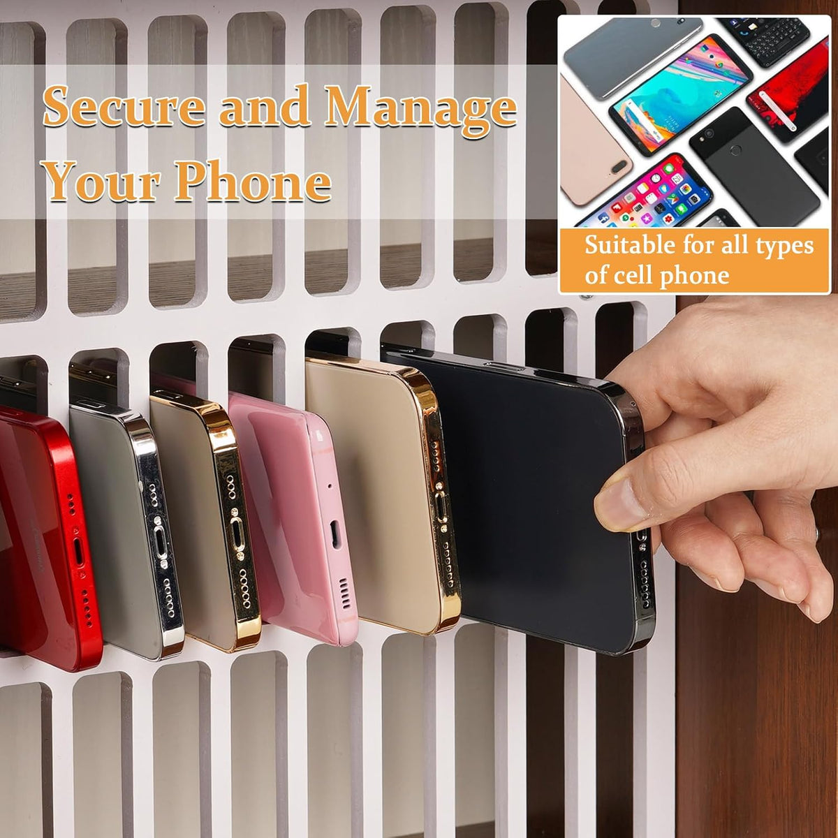 36 Slots Cell Phone Holder Classroom, Wooden Phone Lock Box