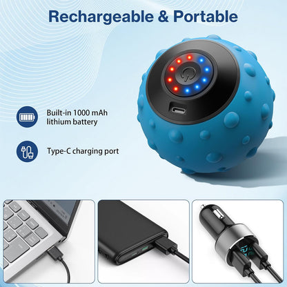 Vibrating Massage Ball 4-Speed High-Intensity Fitness Yoga Massage Roller, Relieving Muscle Tension Pain & Pressure Massaging Balls (Black)