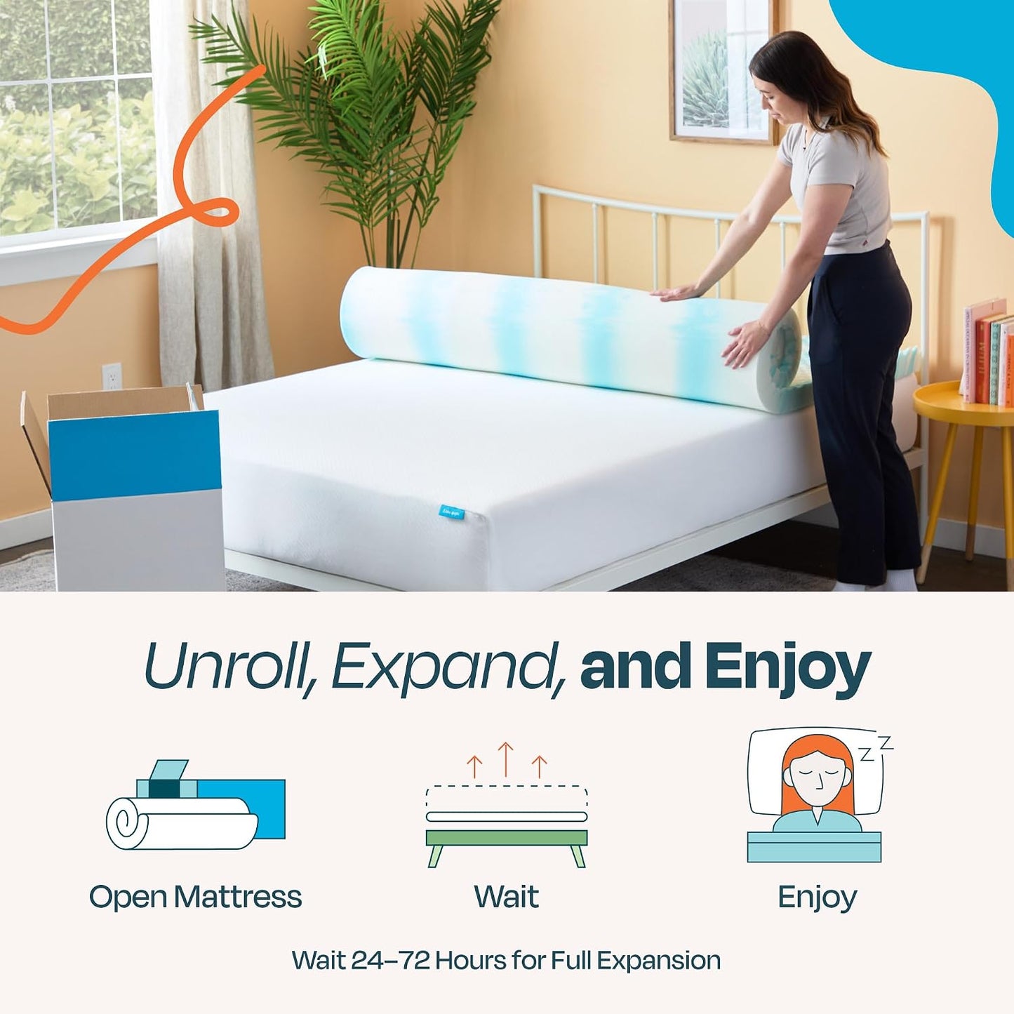 Linenspa Memory Foam Mattress Topper, Queen Size - 2 Inch Gel Infused Memory Foam - Plush Feel - Cooling and Pressure Relieving - CertiPUR Certified