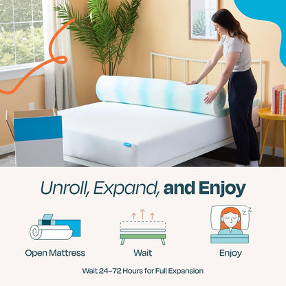 Linenspa Memory Foam Mattress Topper, Queen Size - 2 Inch Gel Infused Memory Foam - Plush Feel - Cooling and Pressure Relieving - CertiPUR Certified