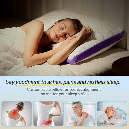 BETU Cooling Pillow Queen Size, Shredded Memory Foam Pillow for Hot Sleepers, Adjustable Firm Soft Support Pillows, Cool Bed Pillows for Side Back Stomach Sleeping Sleepers, gifts for boyfriend, White