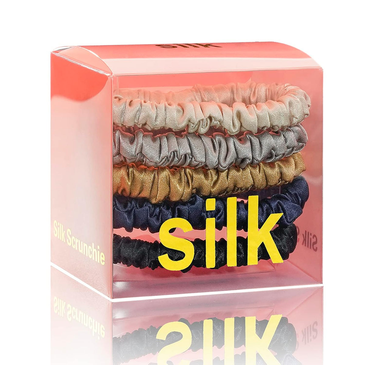 Silk Scrunchies for Hair 100% Mulberry Silk Hair Ties 3 Pack(Black, Navy Blue, Emerald)