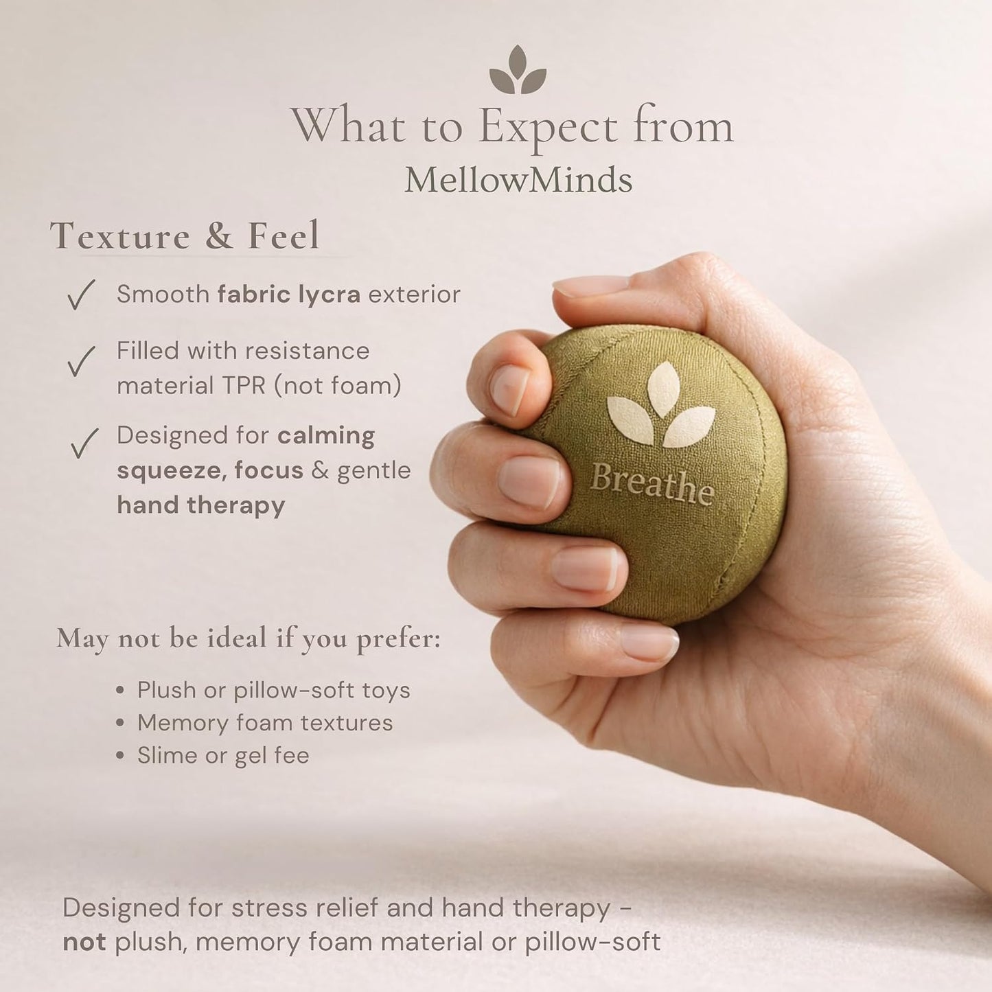 MellowMinds Stress Balls for Adults — 3-Pack Therapy Hand Balls for Stress Relief, Anxiety & Focus | Soft, Medium & Firm Resistance | Premium Minimalist Desk Wellness Gift for Office & Home